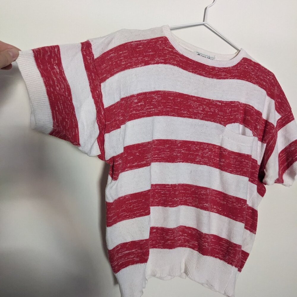 Vintage Miss Lea Red and White Striped Top Medium